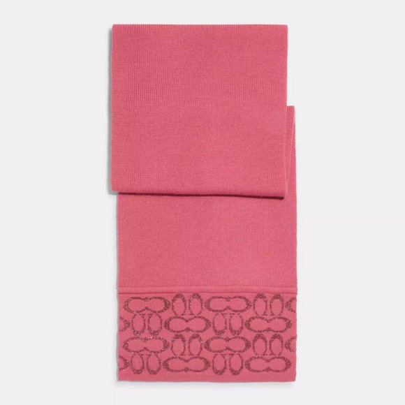 Coach Signature Oblong Wool Scarf Muffler - Watermelon C5127 - Picture 1 of 2
